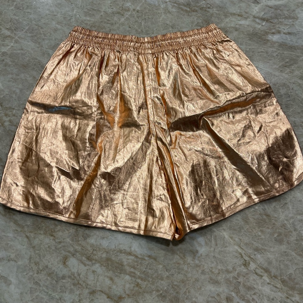 A.L.C. Ryder Linen Shorts NWT! Metallic Bronze, Size XS - Picture 6 of 6